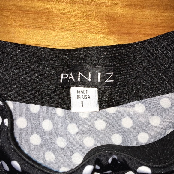 Paniz Black and White Polka Dot Stretch Skirt L - Picture 3 of 3